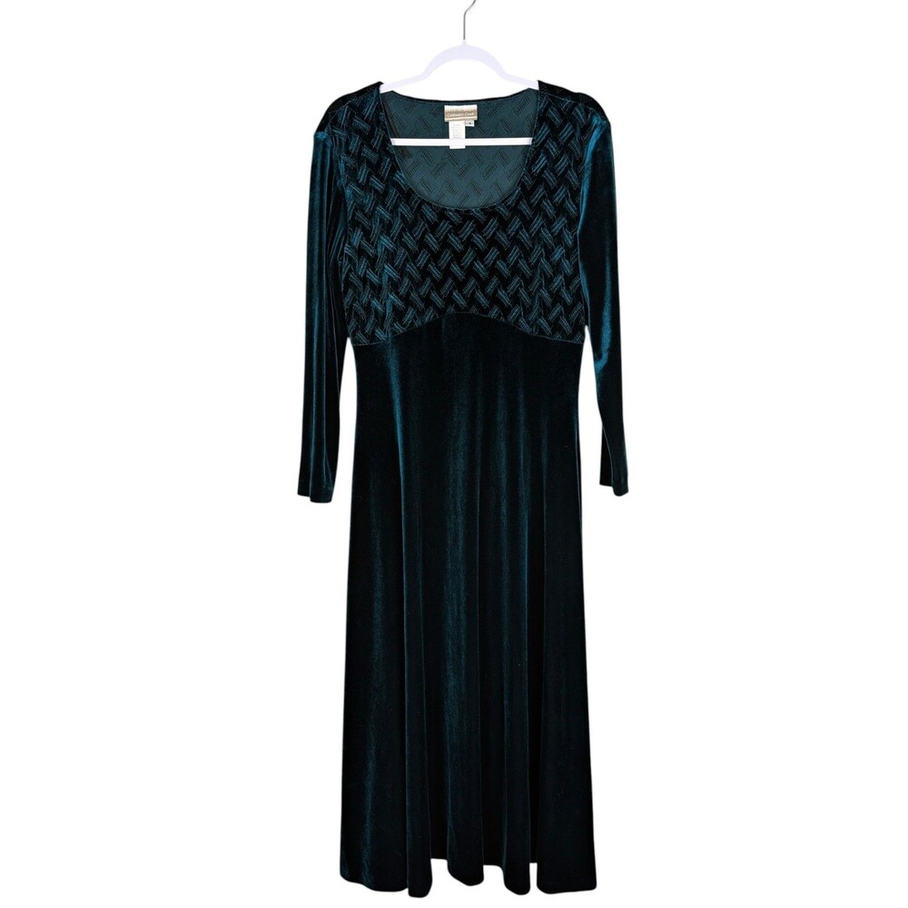 Coldwater Creek Teal Velvet Maxi Dress - S